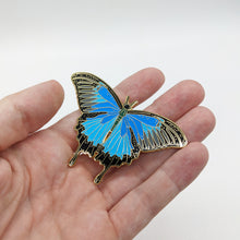 Load image into Gallery viewer, Blue Emperor Butterfly Enamel Pin
