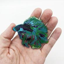 Load image into Gallery viewer, Green Wave Betta Fish Enamel Pin
